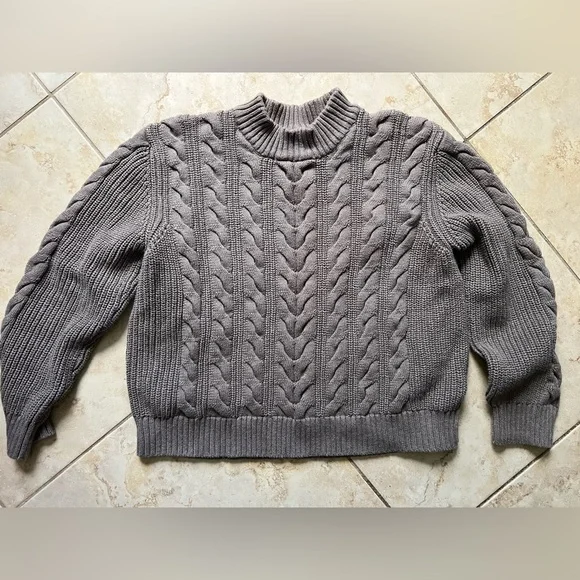 ‼️NWOT: Pact Organic Cable Knit Grey Sweater - XL - Picture 2 of 5